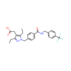 CCc1nn(Cc2ccc(C(=O)NCc3ccc(C(F)(F)F)cc3)cc2)c(CC)c1CC(=O)O ZINC000168939852