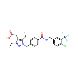 CCc1nn(Cc2ccc(C(=O)NCc3ccc(Cl)c(C(F)(F)F)c3)cc2)c(CC)c1CC(=O)O ZINC000168940419