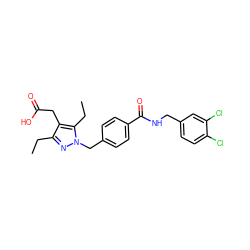 CCc1nn(Cc2ccc(C(=O)NCc3ccc(Cl)c(Cl)c3)cc2)c(CC)c1CC(=O)O ZINC000168938502