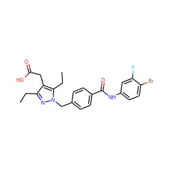 CCc1nn(Cc2ccc(C(=O)Nc3ccc(Br)c(F)c3)cc2)c(CC)c1CC(=O)O ZINC000168938080