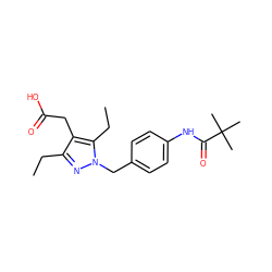 CCc1nn(Cc2ccc(NC(=O)C(C)(C)C)cc2)c(CC)c1CC(=O)O ZINC000168890358