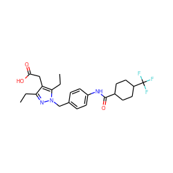 CCc1nn(Cc2ccc(NC(=O)C3CCC(C(F)(F)F)CC3)cc2)c(CC)c1CC(=O)O ZINC000169704004