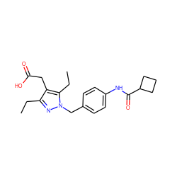 CCc1nn(Cc2ccc(NC(=O)C3CCC3)cc2)c(CC)c1CC(=O)O ZINC000168890714