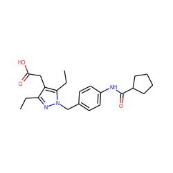 CCc1nn(Cc2ccc(NC(=O)C3CCCC3)cc2)c(CC)c1CC(=O)O ZINC000168891694