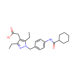 CCc1nn(Cc2ccc(NC(=O)C3CCCCC3)cc2)c(CC)c1CC(=O)O ZINC000168883091