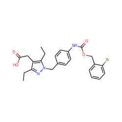 CCc1nn(Cc2ccc(NC(=O)OCc3ccccc3Br)cc2)c(CC)c1CC(=O)O ZINC000169704012