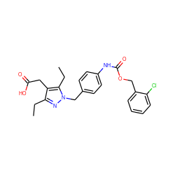 CCc1nn(Cc2ccc(NC(=O)OCc3ccccc3Cl)cc2)c(CC)c1CC(=O)O ZINC000169704011