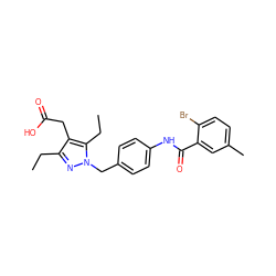 CCc1nn(Cc2ccc(NC(=O)c3cc(C)ccc3Br)cc2)c(CC)c1CC(=O)O ZINC000168883579