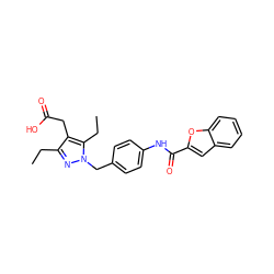 CCc1nn(Cc2ccc(NC(=O)c3cc4ccccc4o3)cc2)c(CC)c1CC(=O)O ZINC000169703192