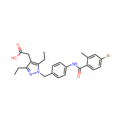 CCc1nn(Cc2ccc(NC(=O)c3ccc(Br)cc3C)cc2)c(CC)c1CC(=O)O ZINC000168882689