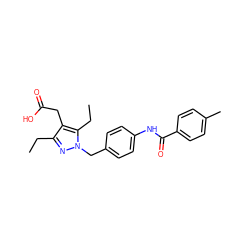 CCc1nn(Cc2ccc(NC(=O)c3ccc(C)cc3)cc2)c(CC)c1CC(=O)O ZINC000141703480