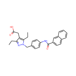 CCc1nn(Cc2ccc(NC(=O)c3ccc4ccccc4c3)cc2)c(CC)c1CC(=O)O ZINC000168881992