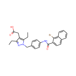 CCc1nn(Cc2ccc(NC(=O)c3ccc4ccccc4c3Br)cc2)c(CC)c1CC(=O)O ZINC000168887093