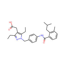 CCc1nn(Cc2ccc(NC(=O)c3cccc(C)c3CC(C)C)cc2)c(CC)c1CC(=O)O ZINC000168887515