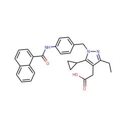 CCc1nn(Cc2ccc(NC(=O)c3cccc4ccccc34)cc2)c(C2CC2)c1CC(=O)O ZINC000168904448