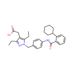 CCc1nn(Cc2ccc(NC(=O)c3ccccc3C3CCCCC3)cc2)c(CC)c1CC(=O)O ZINC000168889699