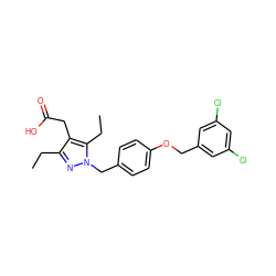 CCc1nn(Cc2ccc(OCc3cc(Cl)cc(Cl)c3)cc2)c(CC)c1CC(=O)O ZINC000168951166