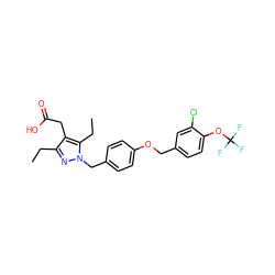 CCc1nn(Cc2ccc(OCc3ccc(OC(F)(F)F)c(Cl)c3)cc2)c(CC)c1CC(=O)O ZINC000168952834