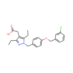 CCc1nn(Cc2ccc(OCc3cccc(Cl)c3)cc2)c(CC)c1CC(=O)O ZINC000168950951