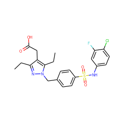 CCc1nn(Cc2ccc(S(=O)(=O)Nc3ccc(Cl)c(F)c3)cc2)c(CC)c1CC(=O)O ZINC000169704032