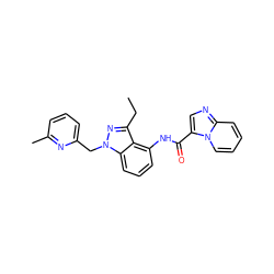 CCc1nn(Cc2cccc(C)n2)c2cccc(NC(=O)c3cnc4ccccn34)c12 ZINC000117876632