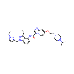 CCc1nn(Cc2ccn(CC)n2)c2cccc(NC(=O)c3cnc4cc(OCCN5CCN(C(C)C)CC5)ccn34)c12 ZINC000169706570