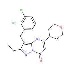 CCc1nn2c(=O)cc(C3CCOCC3)[nH]c2c1Cc1cccc(Cl)c1Cl ZINC000103076191