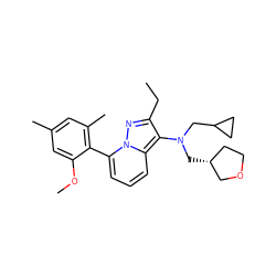 CCc1nn2c(-c3c(C)cc(C)cc3OC)cccc2c1N(CC1CC1)C[C@@H]1CCOC1 ZINC000084580395