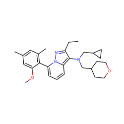 CCc1nn2c(-c3c(C)cc(C)cc3OC)cccc2c1N(CC1CCOCC1)CC1CC1 ZINC000084732092