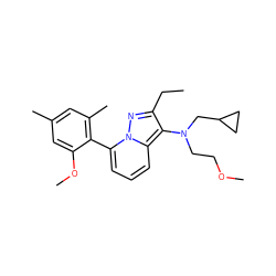 CCc1nn2c(-c3c(C)cc(C)cc3OC)cccc2c1N(CCOC)CC1CC1 ZINC000084740669