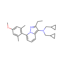 CCc1nn2c(-c3c(C)cc(OC)cc3C)cccc2c1N(CC1CC1)CC1CC1 ZINC000084740663