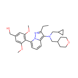 CCc1nn2c(-c3c(OC)cc(CO)cc3OC)cccc2c1N(CC1CCOCC1)CC1CC1 ZINC000084739180