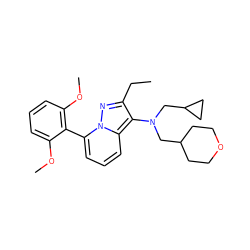 CCc1nn2c(-c3c(OC)cccc3OC)cccc2c1N(CC1CCOCC1)CC1CC1 ZINC000084739560