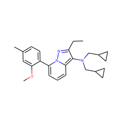 CCc1nn2c(-c3ccc(C)cc3OC)cccc2c1N(CC1CC1)CC1CC1 ZINC000084740988