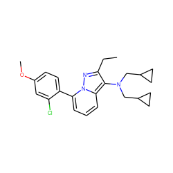 CCc1nn2c(-c3ccc(OC)cc3Cl)cccc2c1N(CC1CC1)CC1CC1 ZINC000084690292