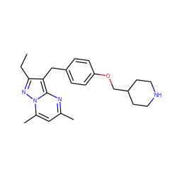 CCc1nn2c(C)cc(C)nc2c1Cc1ccc(OCC2CCNCC2)cc1 ZINC000144237431