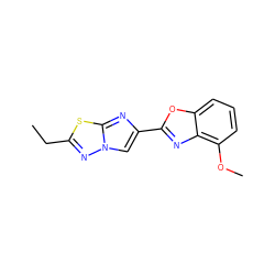 CCc1nn2cc(-c3nc4c(OC)cccc4o3)nc2s1 ZINC000143839831