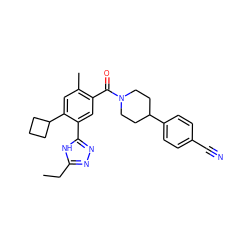 CCc1nnc(-c2cc(C(=O)N3CCC(c4ccc(C#N)cc4)CC3)c(C)cc2C2CCC2)[nH]1 ZINC000150231173