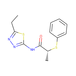 CCc1nnc(NC(=O)[C@@H](C)Sc2ccccc2)s1 ZINC000004174464