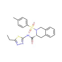 CCc1nnc(NC(=O)[C@H]2Cc3ccccc3CN2S(=O)(=O)c2ccc(C)cc2)s1 ZINC000003259060