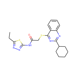 CCc1nnc(NC(=O)CSc2nc(C3CCCCC3)nc3ccccc23)s1 ZINC000001376433