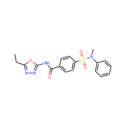 CCc1nnc(NC(=O)c2ccc(S(=O)(=O)N(C)c3ccccc3)cc2)o1 ZINC000002720157