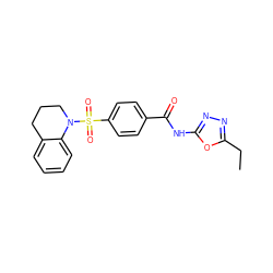 CCc1nnc(NC(=O)c2ccc(S(=O)(=O)N3CCCc4ccccc43)cc2)o1 ZINC000003660414