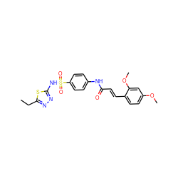 CCc1nnc(NS(=O)(=O)c2ccc(NC(=O)/C=C/c3ccc(OC)cc3OC)cc2)s1 ZINC000008453788