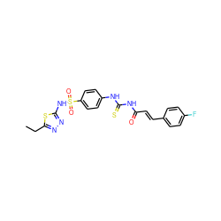 CCc1nnc(NS(=O)(=O)c2ccc(NC(=S)NC(=O)/C=C/c3ccc(F)cc3)cc2)s1 ZINC000006088682