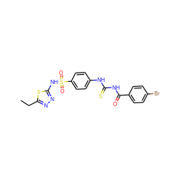 CCc1nnc(NS(=O)(=O)c2ccc(NC(=S)NC(=O)c3ccc(Br)cc3)cc2)s1 ZINC000002219243