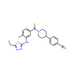 CCc1nnc(Nc2cc(C(=O)N3CCC(c4ccc(C#N)cc4)CC3)ccc2C)o1 ZINC000098185264