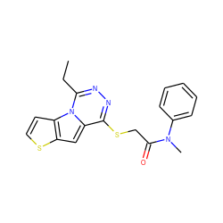 CCc1nnc(SCC(=O)N(C)c2ccccc2)c2cc3sccc3n12 ZINC000006893887