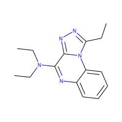 CCc1nnc2c(N(CC)CC)nc3ccccc3n12 ZINC000026378889