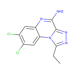 CCc1nnc2c(N)nc3cc(Cl)c(Cl)cc3n12 ZINC000026378162